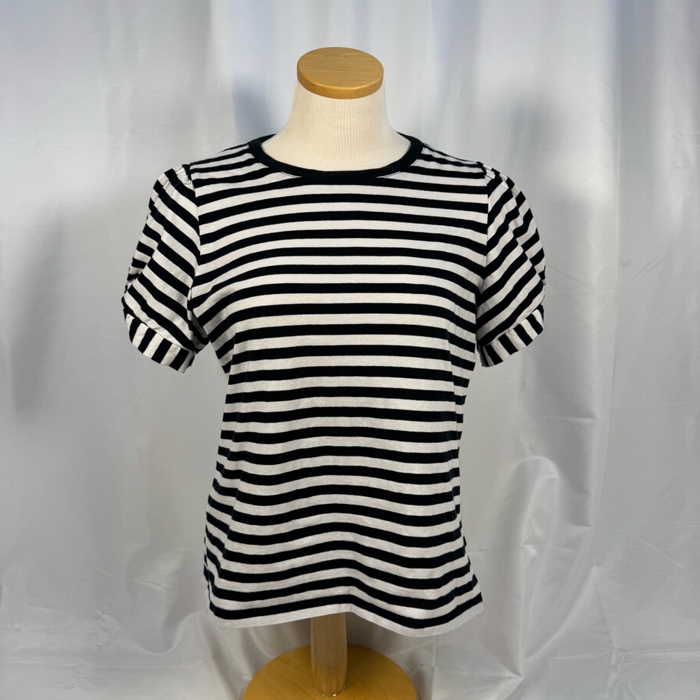 J. Crew Striped Short Sleeve Tee in Black and White